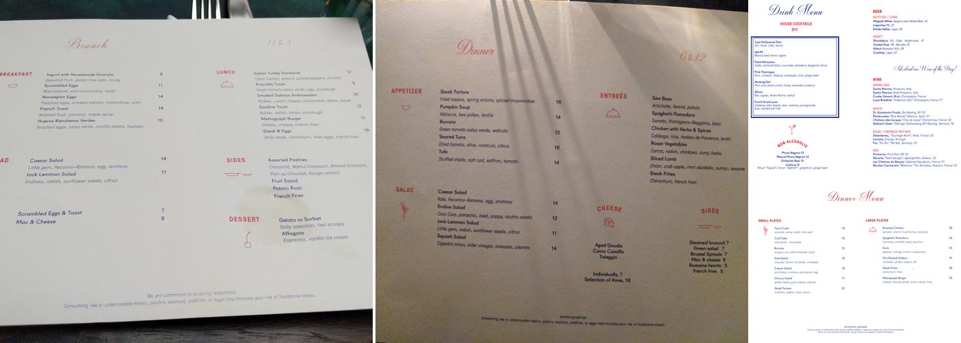 Metrograph Menu