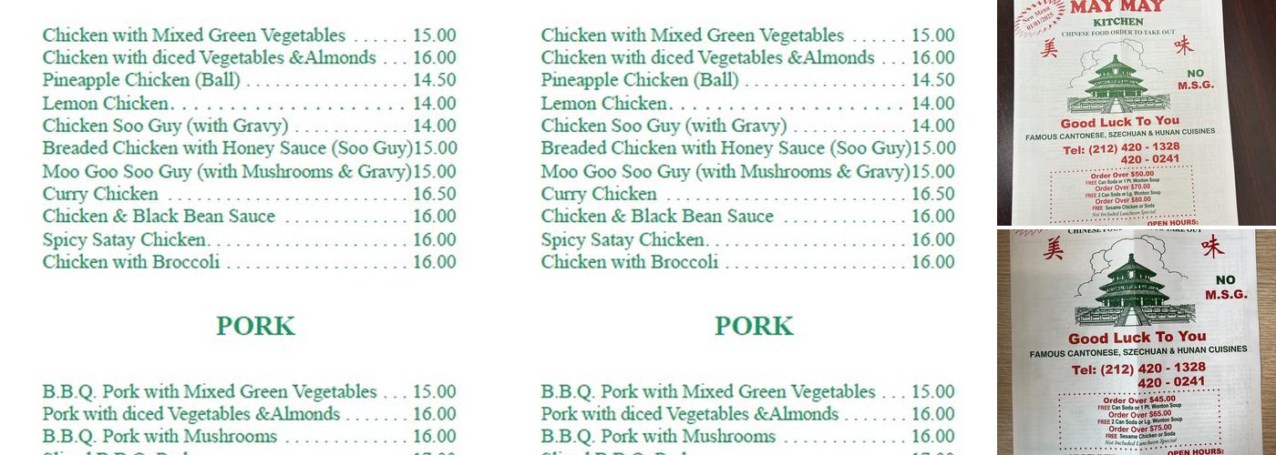 May May Kitchen Menu