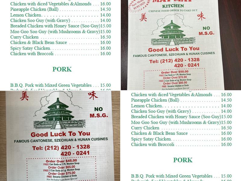 May May Kitchen Menu