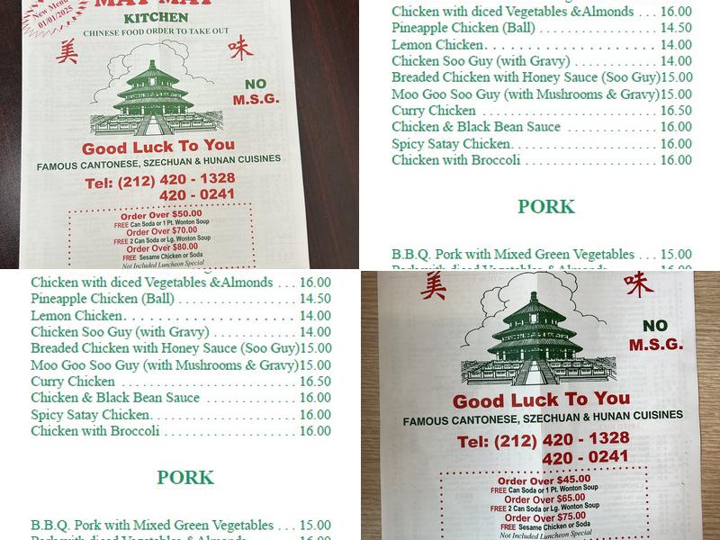 May May Kitchen Menu