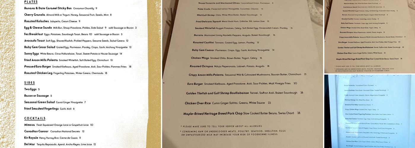 Pheasant Catering Menu