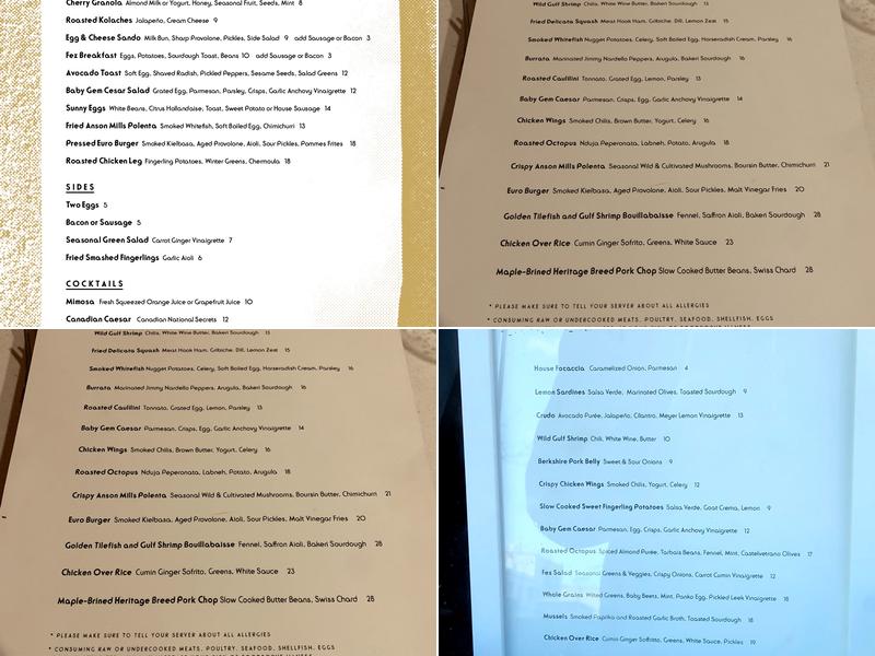 Pheasant Catering Menu