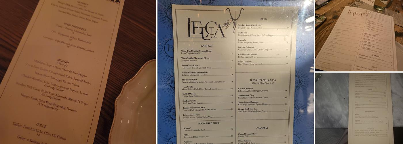 Leuca Menu