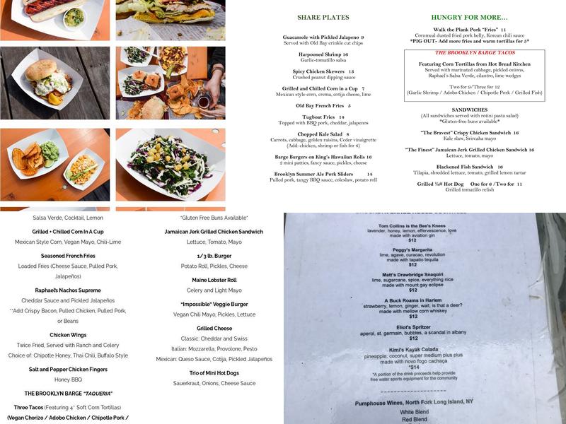 The Brooklyn Barge Menu