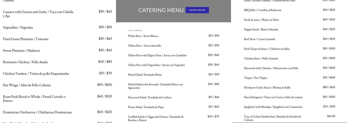 La Isla Menu