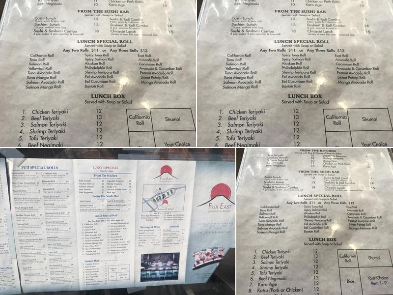 Fuji East Japanese Bistro Menu