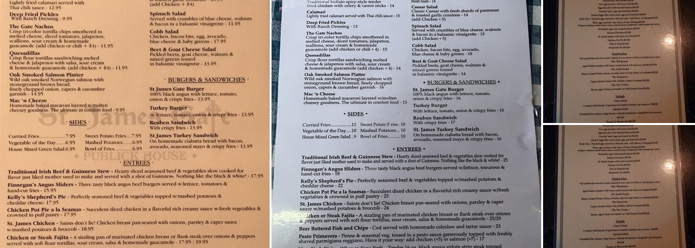 St. James Gate Menu