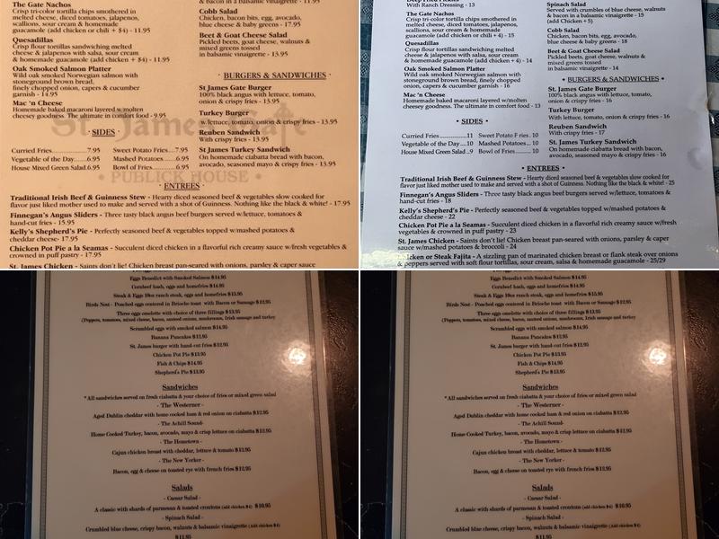St. James Gate Menu