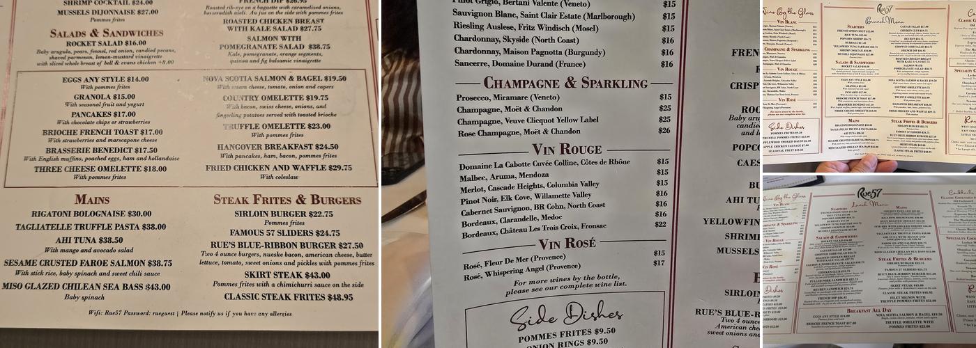 Rue 57 Menu