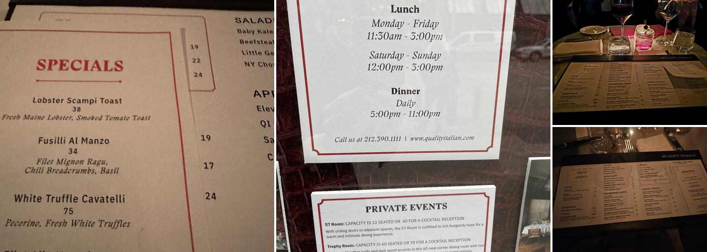 Quality Italian Menu