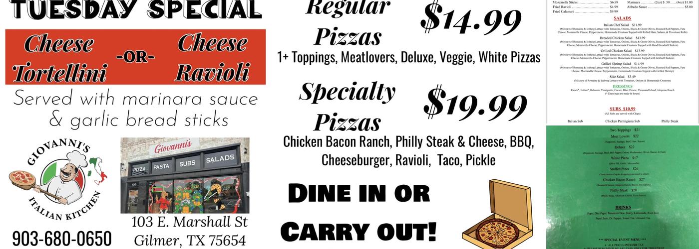 Giovanni's Menu
