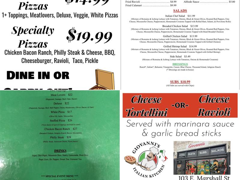 Giovanni's Menu