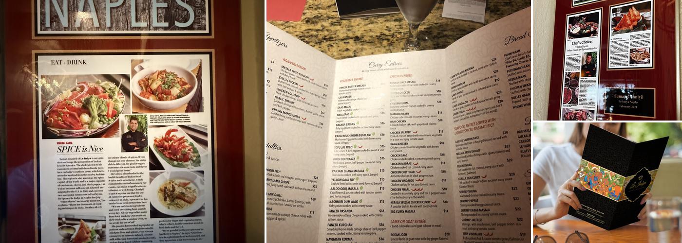 Le Indya Naples Menu