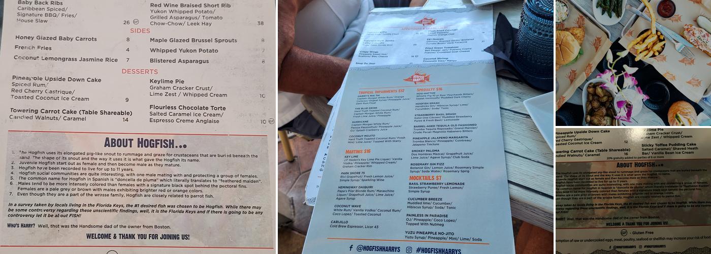 Hogfish Harry's Restaurant + Bar Menu