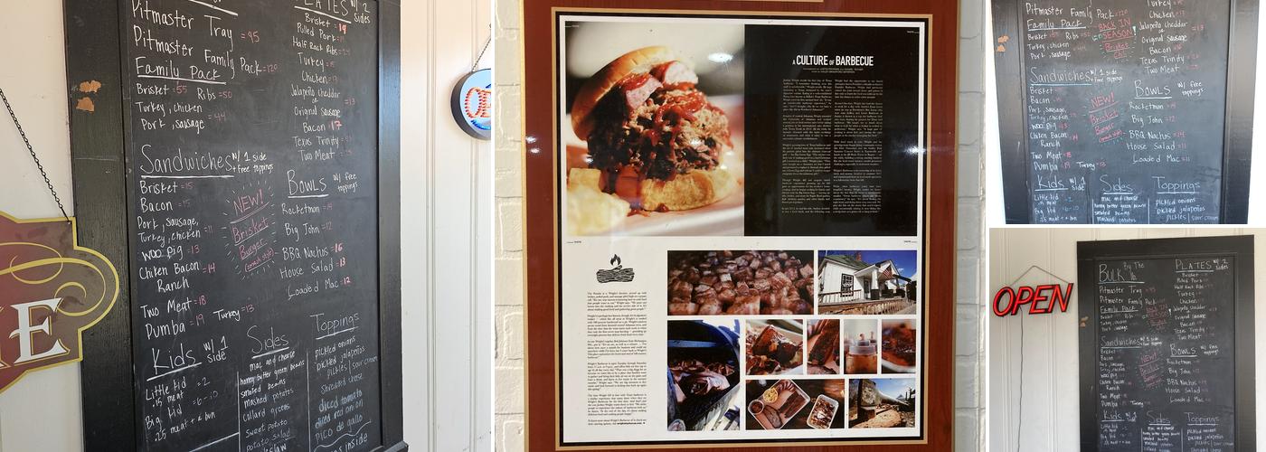 Wright's Barbecue Bentonville Square Menu