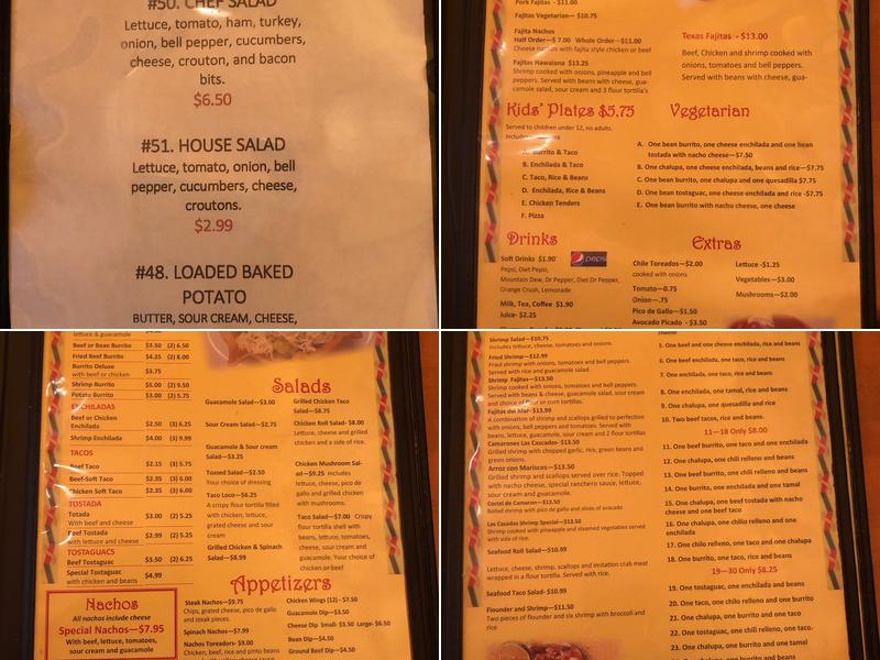 Las Cascadas Menu