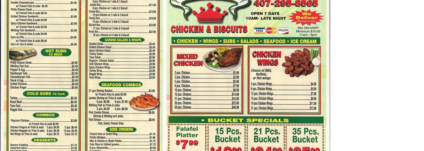 Crown Fried Chicken Menu