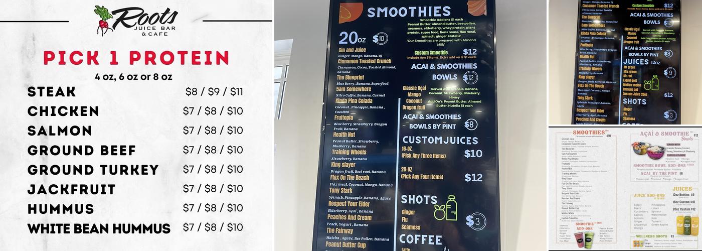 Roots Smoothie & Juice Bar Menu