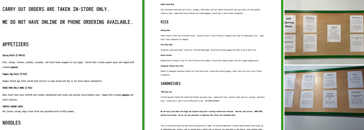 Eighty-Three Vietnamese Cuisine Menu