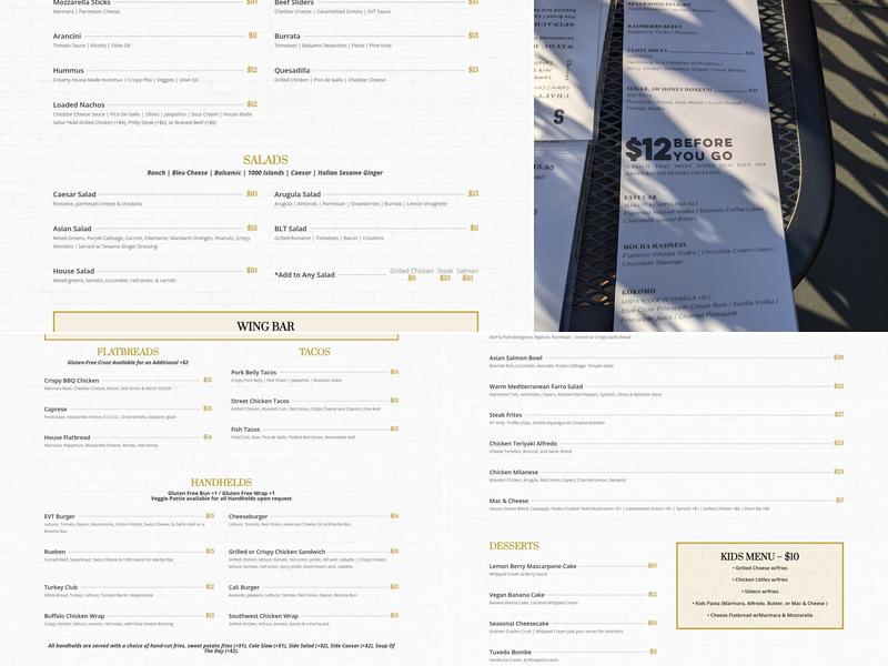 East Village Tavern Menu