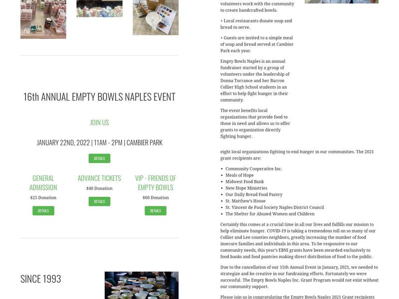 Empty Bowls Menu