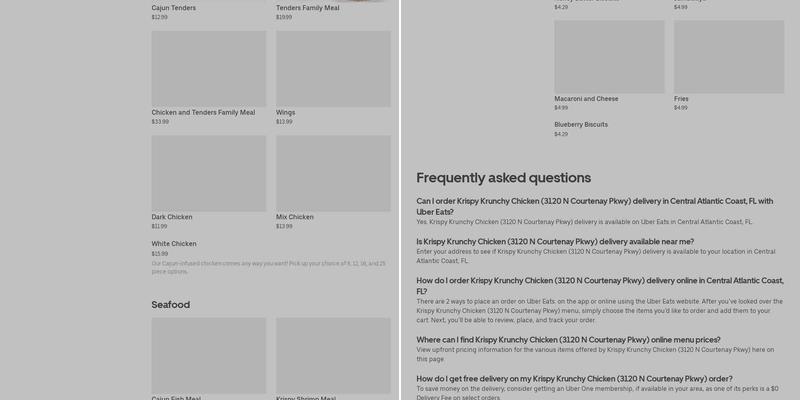 Krispy krunchy chicken Menu