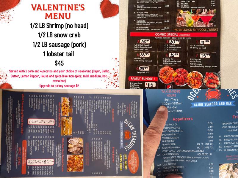 Ocean Treasures Mcknight Menu