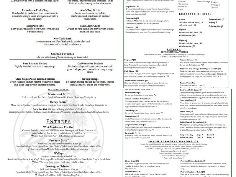 Ruby's Dining Room Menu