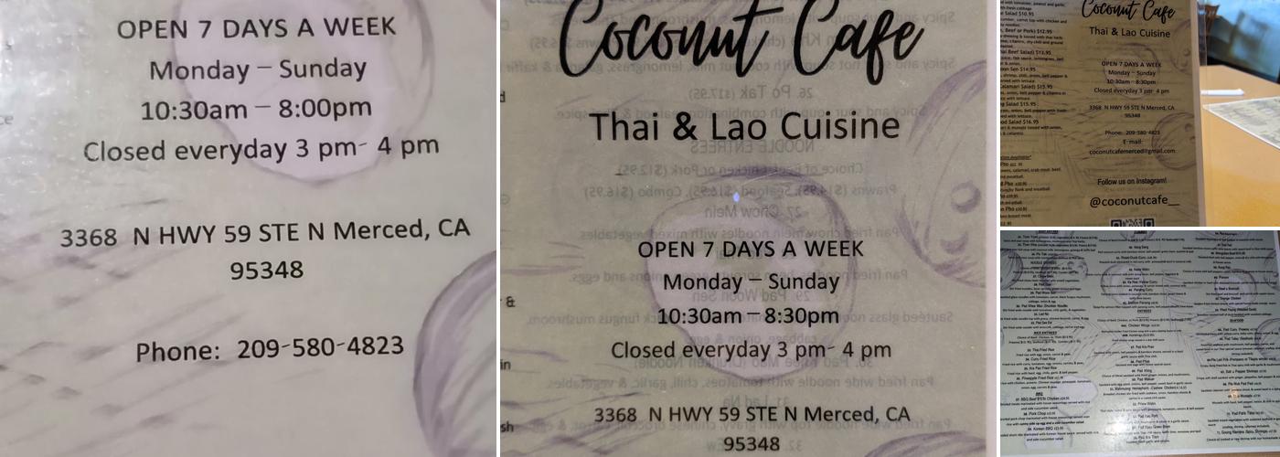 Coconut Cafe Menu
