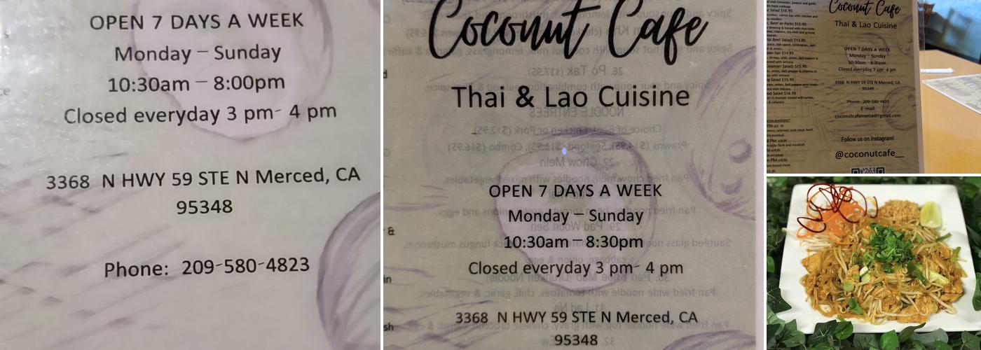 Coconut Cafe Menu