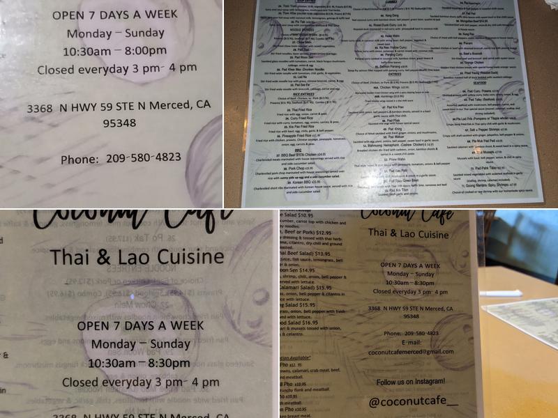 Coconut Cafe Menu