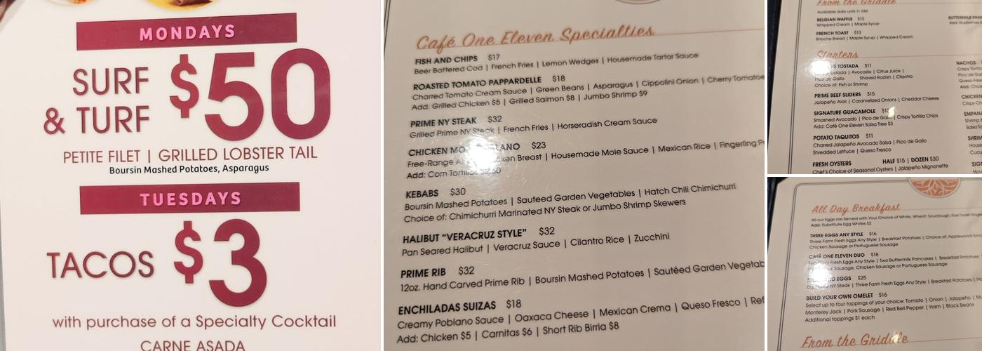 Café One Eleven Menu