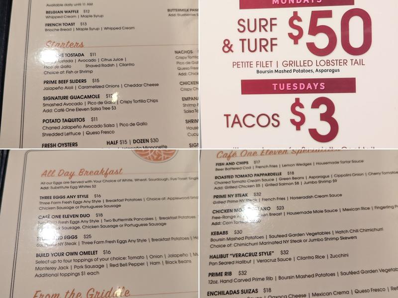 Café One Eleven Menu