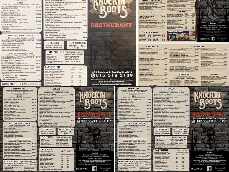 Knockin' Boots Restaurant Menu