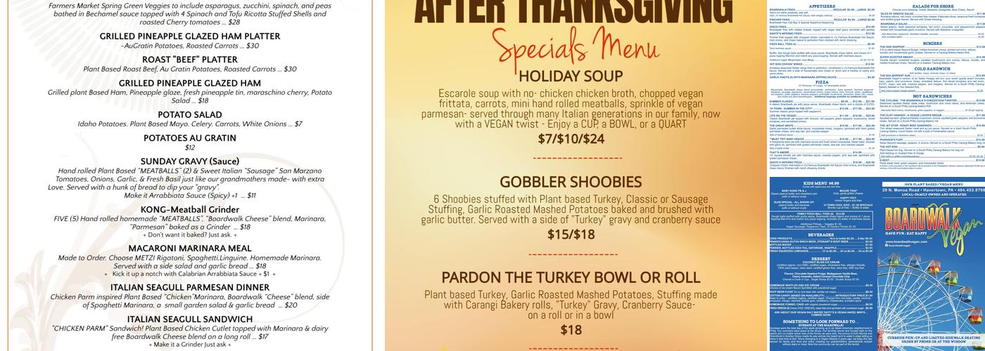 Boardwalk Vegan Menu