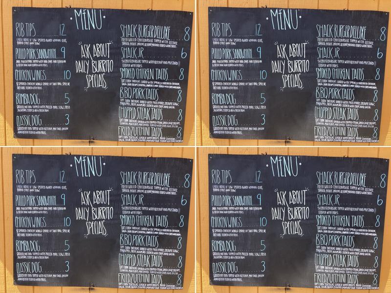 Bombas, The Shack Menu