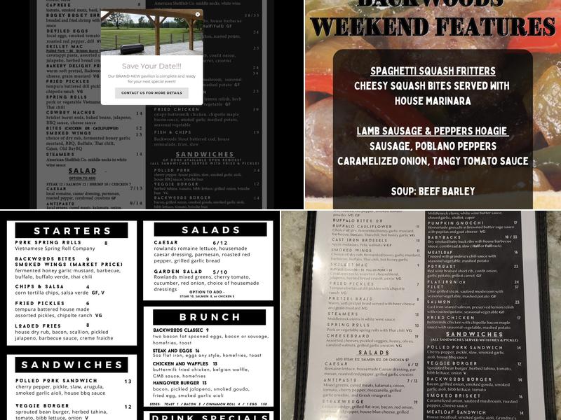Backwoods Bar and Kitchen Menu