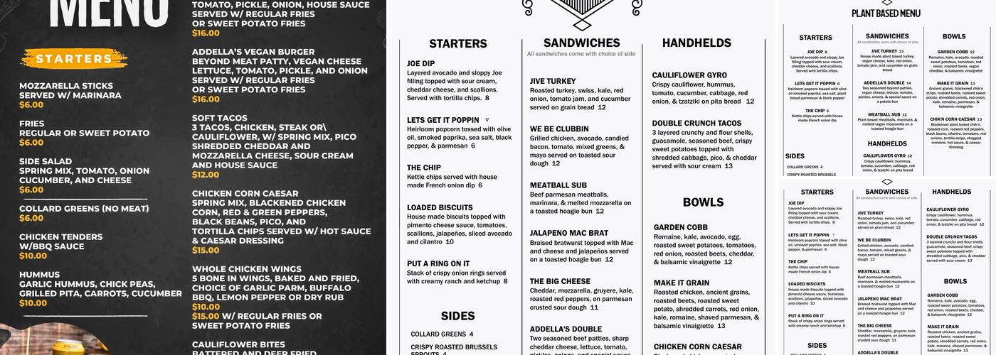 Addella's On Oak Menu