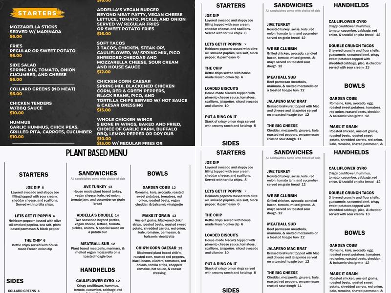 Addella's On Oak Menu