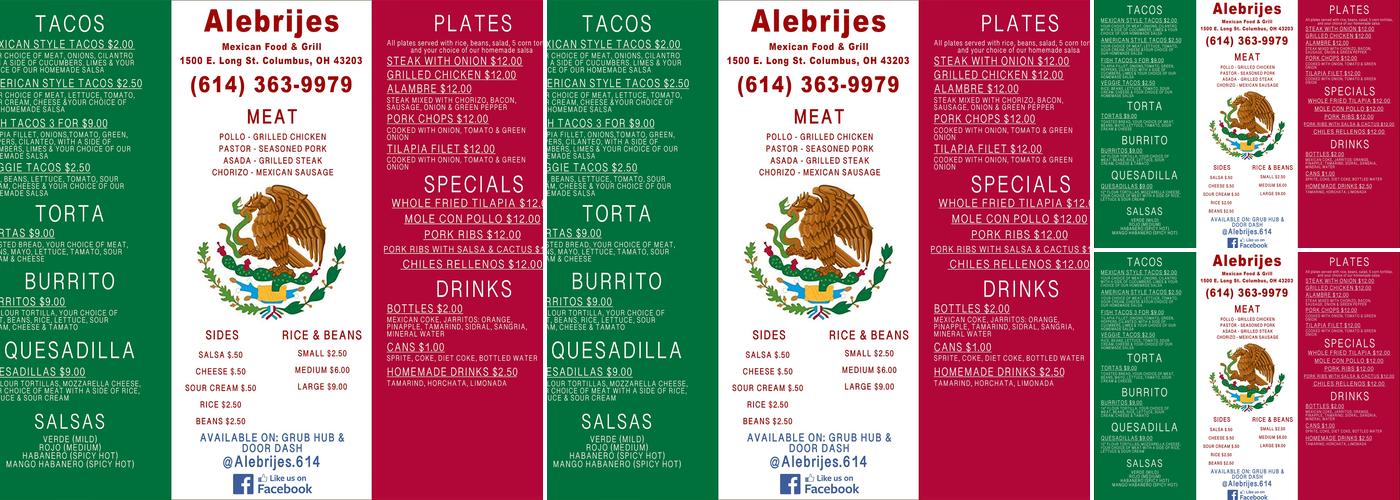 Alebrijes Menu