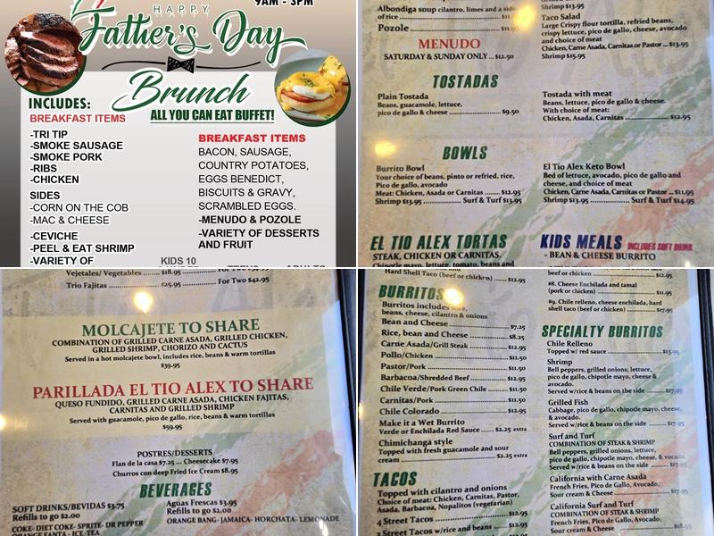 El Tio Alex Mexican Restaurant Menu