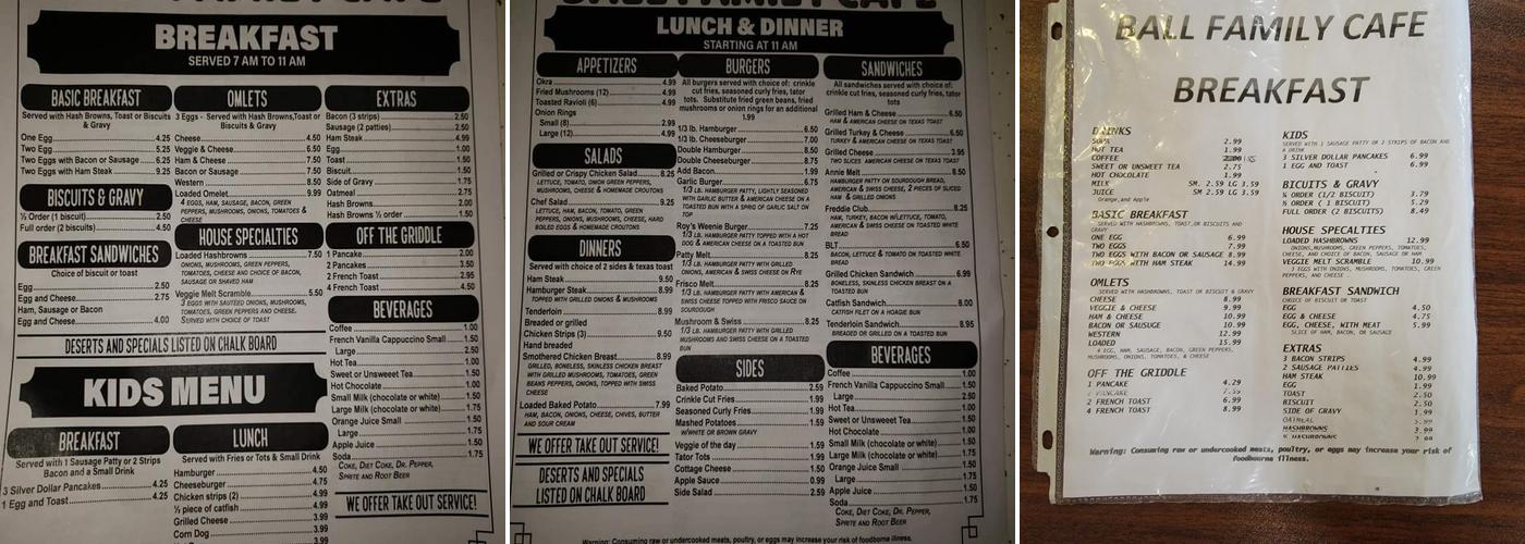Ball Family Resturaunt Menu