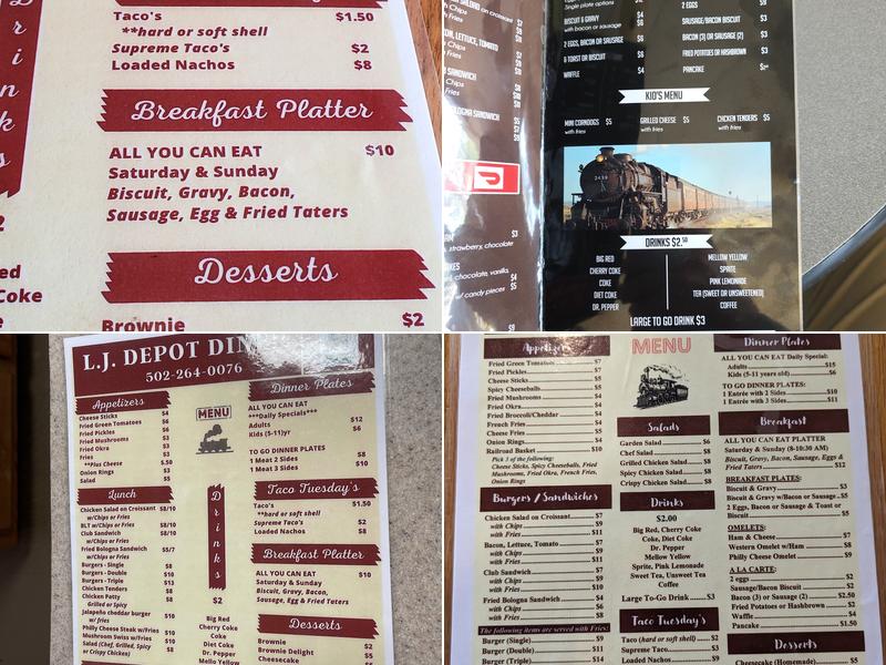 L.J. DEPOT DINER Menu