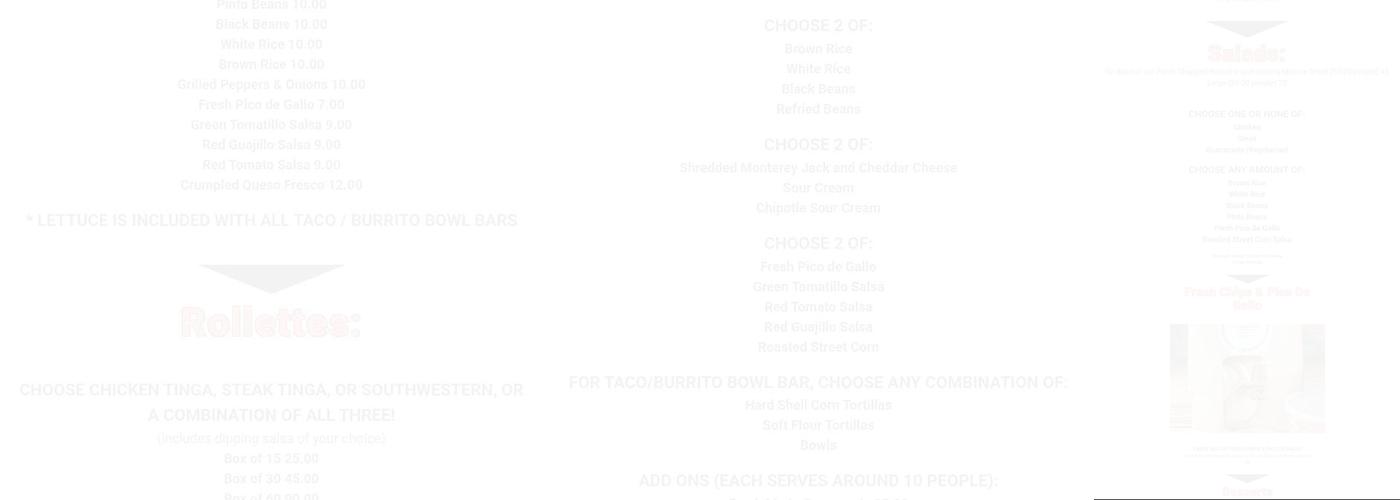 Yosemite Burrito Menu