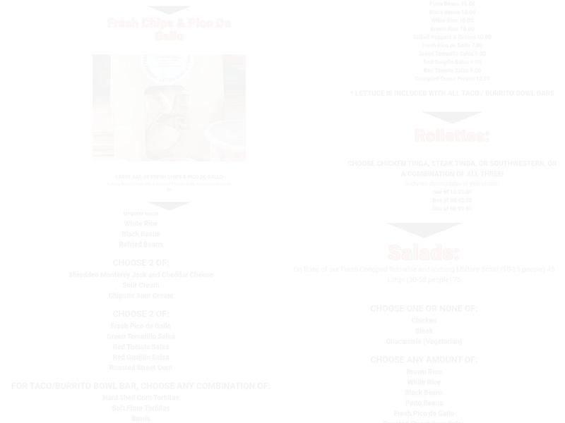 Yosemite Burrito Menu