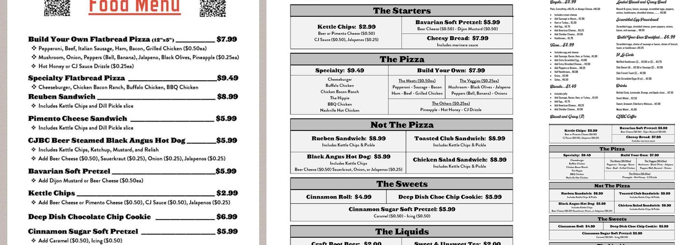 Common John Brewing Co Menu