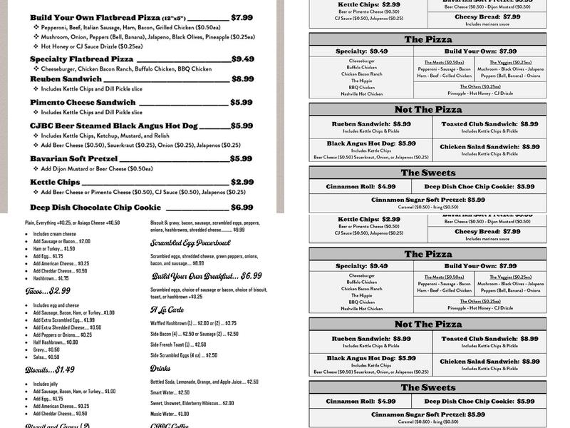 Common John Brewing Co Menu