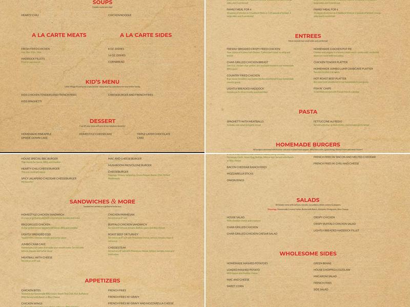 Homestyle Kitchen Menu