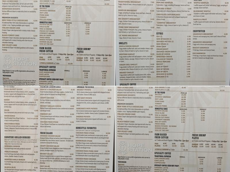 Windmill Cafe on the Square Menu