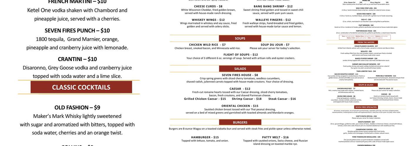 The Buffet At The Bear Menu